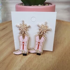 New Cowgirl Boots Bedazzled Pink Star Earrings Cosplay *